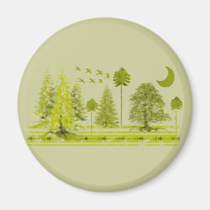Pines with Moon-Customise Change BackGround Colour Magnet