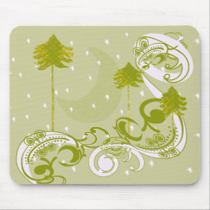 Pines with Moon-Customise Change BackGround Colour Mouse Pad