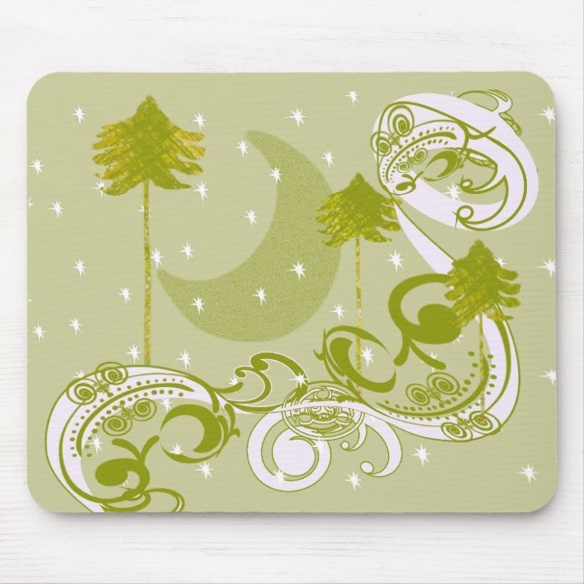 Pines with Moon-Customise Change BackGround Colour Mouse Pad (Front)