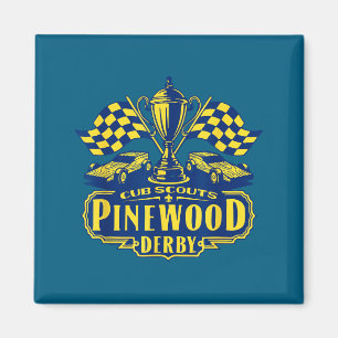 Pinewood derby cub scouts chequered flag racing magnet