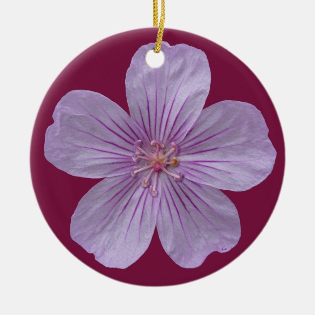 Pineywoods Geranium #1 Ceramic Tree Decoration (Front)