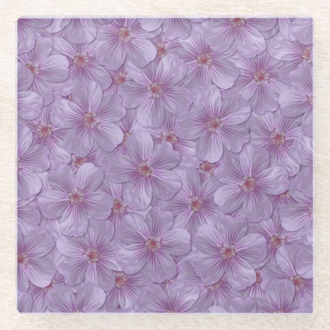 Pineywoods Geranium Seamless Pattern Glass Coaster (Front)