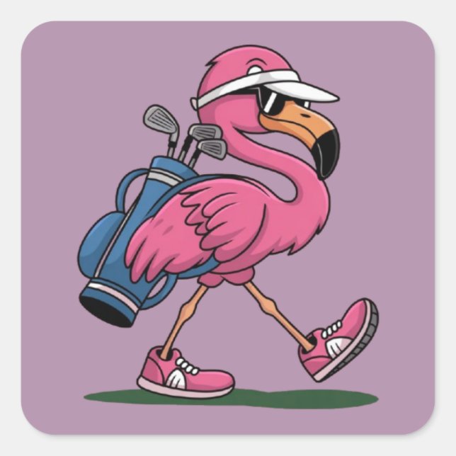 Ping Flamingo Golf Sunglasses Golf Lover  Square Sticker (Front)