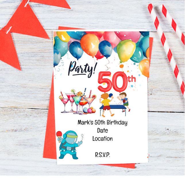 Ping Pong 50th Birthday Party  Invitation (Creator Uploaded)