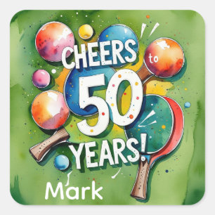 Ping Pong 50th Birthday Square Sticker