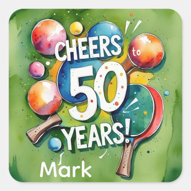 Ping Pong 50th Birthday  Square Sticker (Front)