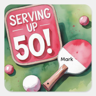 Ping Pong 50th Birthday Square Sticker