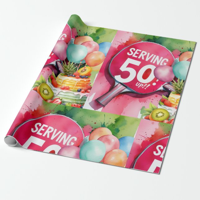 Ping Pong 50th Birthday  Wrapping Paper (Unrolled)