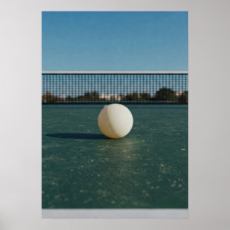 Ping Pong Ball on Green Table Court Poster