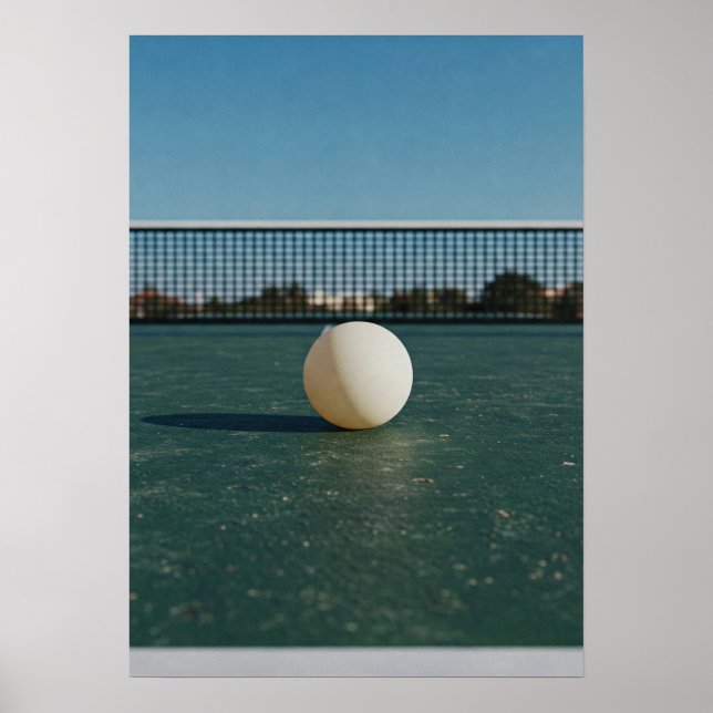 Ping Pong Ball on Green Table Court Poster (Front)