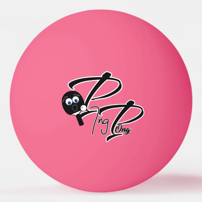 Ping pong ball with black spade with face (Front)