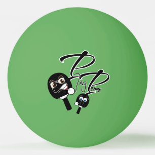Ping pong ball with two black shovels