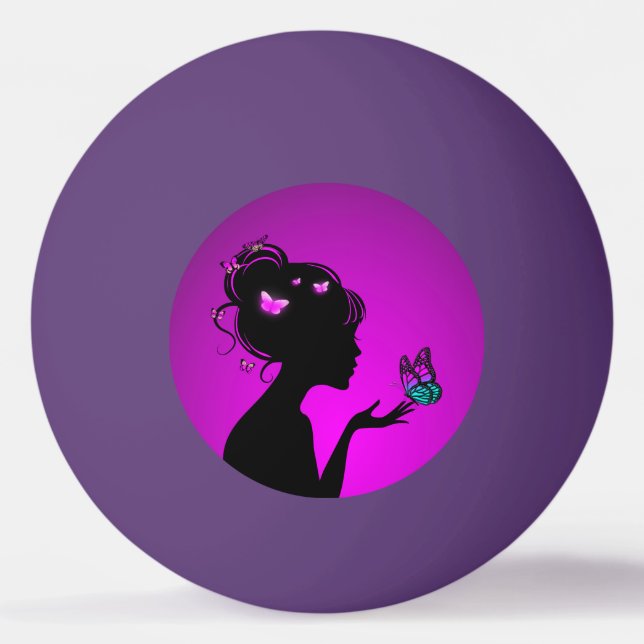 Ping Pong Ball woman purple butterflies (Front)