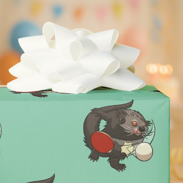Ping Pong Binturong Table Tennis Player Bearcat Wrapping Paper (Creator Uploaded)