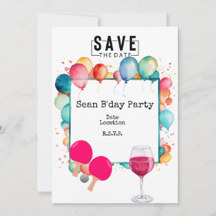 Ping Pong Birthday party Save date Invitation