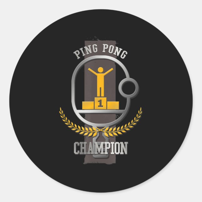 Ping Pong Champion Fun Table Tennis Player Gift  Classic Round Sticker (Front)
