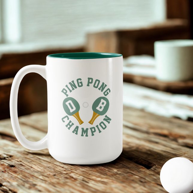Ping Pong Champion Personalised Two-Tone Coffee Mug (For the Ping Pong Champion in your life. Just add their name and initials)