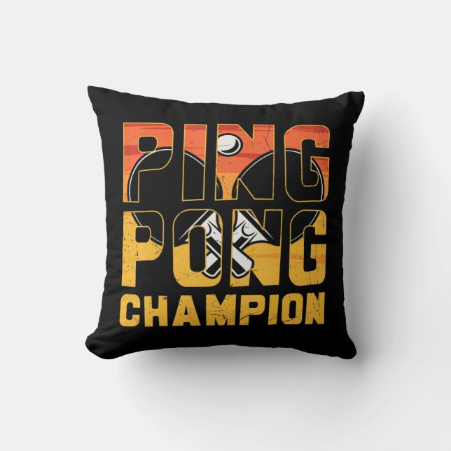 Ping Pong Champion Retro Table Tennis  Cushion (Front)