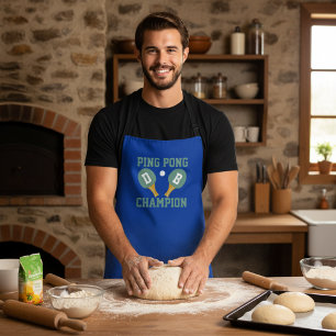 Ping Pong Champion Table Tennis Player Blue Apron