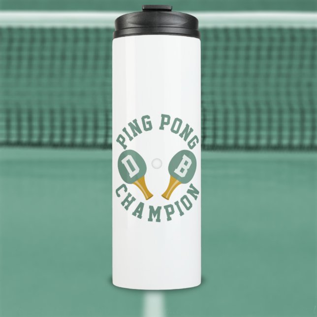 Ping Pong Champion Table Tennis Thermal Tumbler (Just add your initials to the paddles. Perfect table tennis tumbler for tournaments)