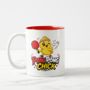 Ping Pong Chick Cute Table Tennis Design Two-Tone Coffee Mug