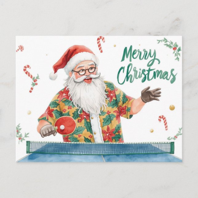  Ping Pong Christmas Santa Claus Hawaiian Shirt Holiday Postcard (Front)