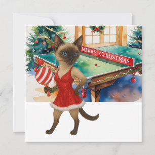 Ping Pong Christmas Themed for Siamese Cat lovers Holiday Card