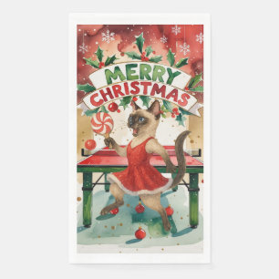 Ping Pong Christmas Themed for Siamese Cat Lovers Napkin