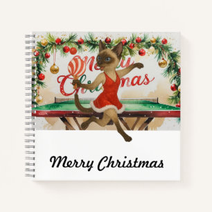 Ping Pong Christmas Themed for Siamese cat lovers Notebook
