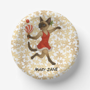Ping Pong Christmas themed for Siamese Cat lovers Paper Plate