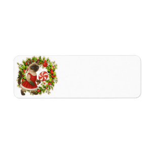 Ping Pong Christmas Themed for Siamese Cat lovers Return Address Label