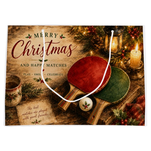 Ping pong Christmas themed  Large Gift Bag (Front)