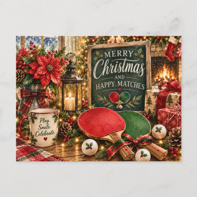 Ping pong Christmas themed  Postcard (Front)