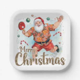Ping pong Christmas with Santa Claus Paper Plate