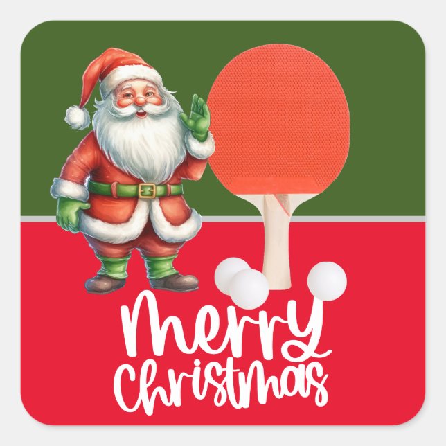 Ping Pong Christmas with Santa Claus Square Sticker (Front)