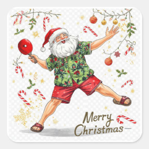 Ping pong Christmas with Santa Claus Square Sticker