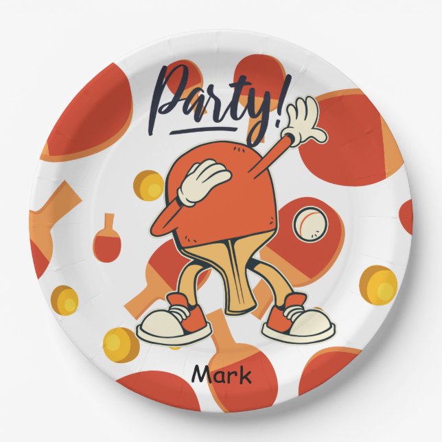 Ping Pong dabbing Table Tennis  party  funny   Paper Plate (Front)
