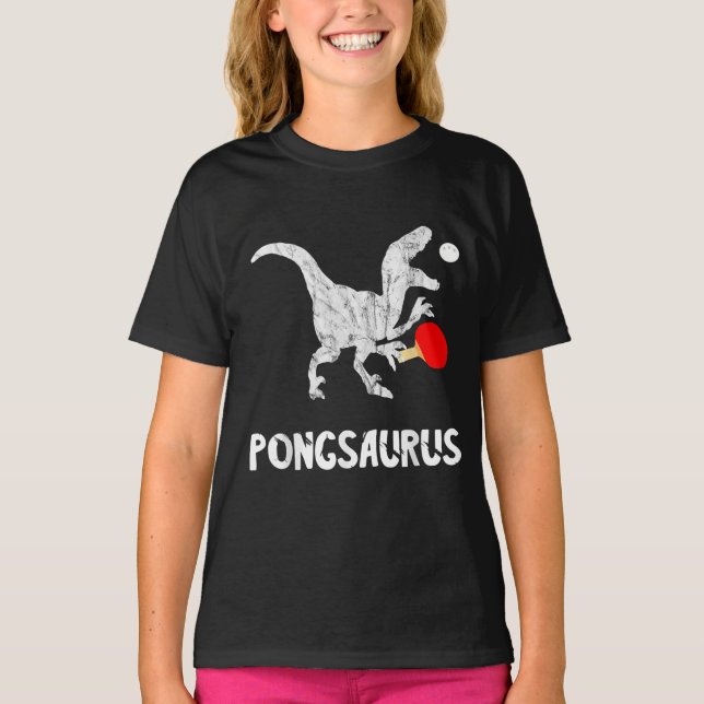 Ping Pong Dinosaurs Pingpong Player Dino Table Ten T-Shirt (Front)
