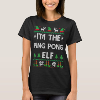Ping Pong Elf Ugly Christmas Table Tennis T-Shirt