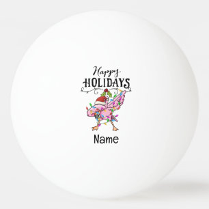 Ping pong Flamingo with Santa Hat Christmas Ball