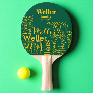 Ping Pong Fun . Paddle with Family Name