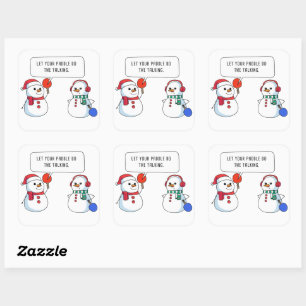 Ping Pong Funny Christmas Snowman – Humorous Paddl Square Sticker