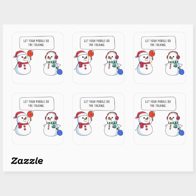 Ping Pong Funny Christmas Snowman – Humourous Padd Square Sticker (Sheet)