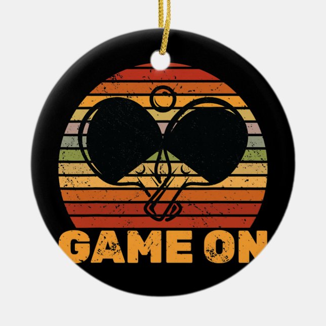 Ping Pong Game On Table Tennis Varsity Player  Ceramic Ornament (Front)