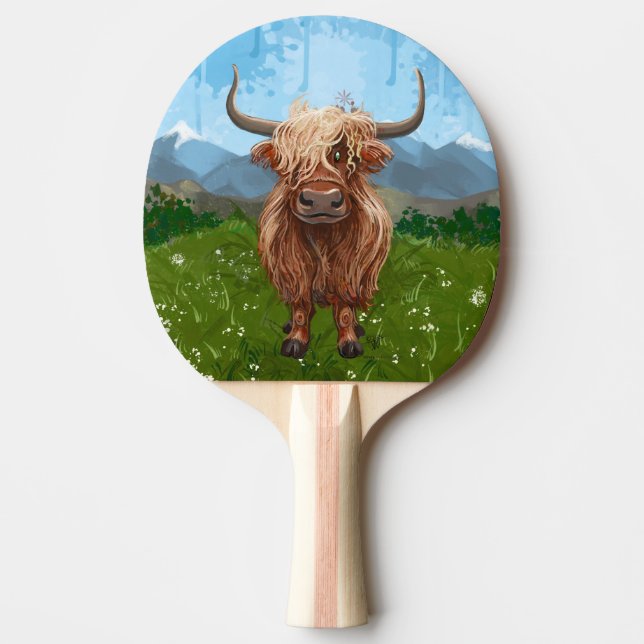 Ping Pong Highland Cow Paddle (Front)