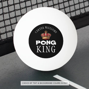 Ping Pong King Crown Name Black or Custom Ping Pong Ball