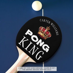 Ping Pong King Crown Personalised Black or Custom Paddle