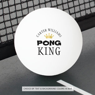 PING PONG KING Gold Crown Personalised Ball