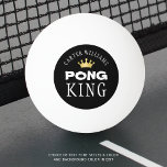 PING PONG KING Gold Crown Personalised Black Ping Pong Ball<br><div class="desc">The PONG KING deserves his own personalised ping pong balls complete with a gold crown. COLOR CHANGE:  Change the black background by clicking on the CUSTOMIZE FURTHER tab. Contact the designer via Zazzle Chat or makeitaboutyoustore@gmail.com if you'd like this design modified.</div>