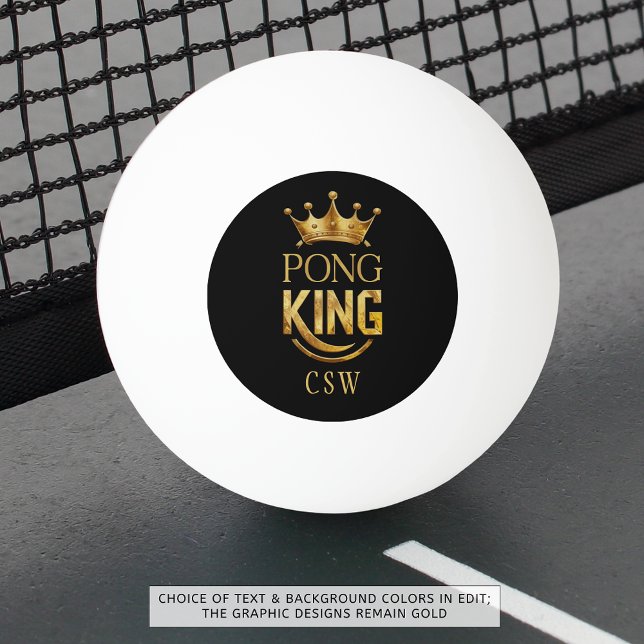 Ping Pong King Gold Crown Personalised Ping Pong Ball (Creator Uploaded)
